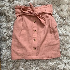 Blush Pink Linen Skirt
